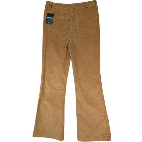 NEW Forever 21 Corduroy Pants Womens L Camel Flare Academia 70's Retro High Rise - Picture 2 of 10